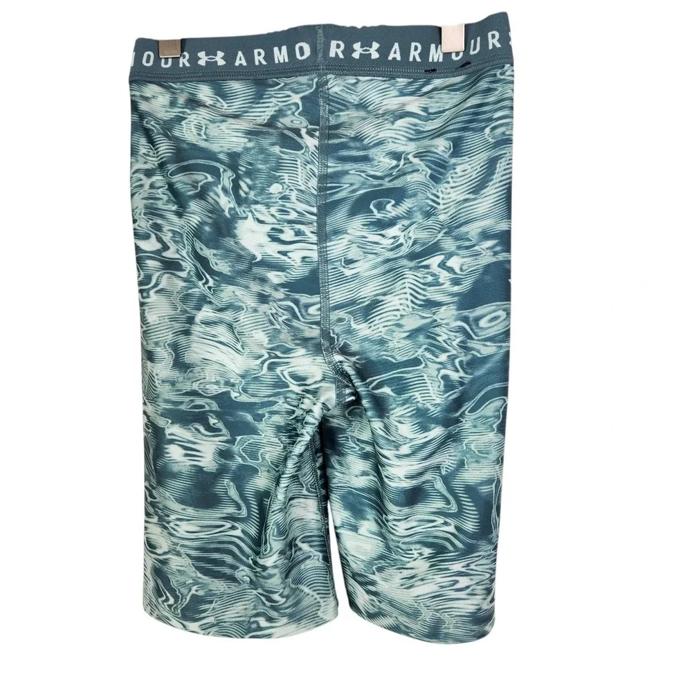 UNDER ARMOUR HeatGear Compression Shorts Womens XS Blue Water Print 9